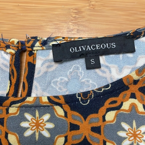 Olivaceous Midi Dress Size Small Geometric Floral Print Ruffle Long Sleeve - Picture 9 of 15